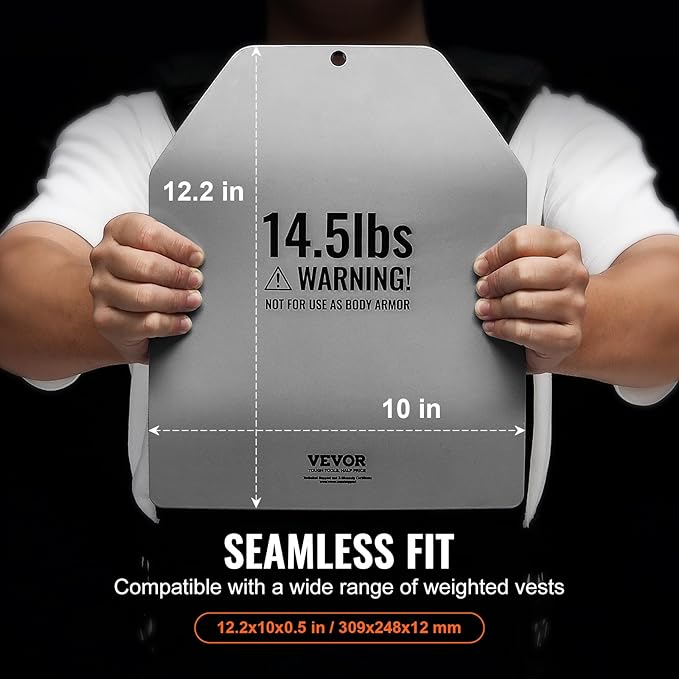 VEVOR Weight Vest Plates, 5.75/8.75/14.5/19.75 LB Pairs, Premium Steel Weighted plates, Additional Weight for Weight Vests, for Strength Training, Running, Fitness, Heavy Workouts