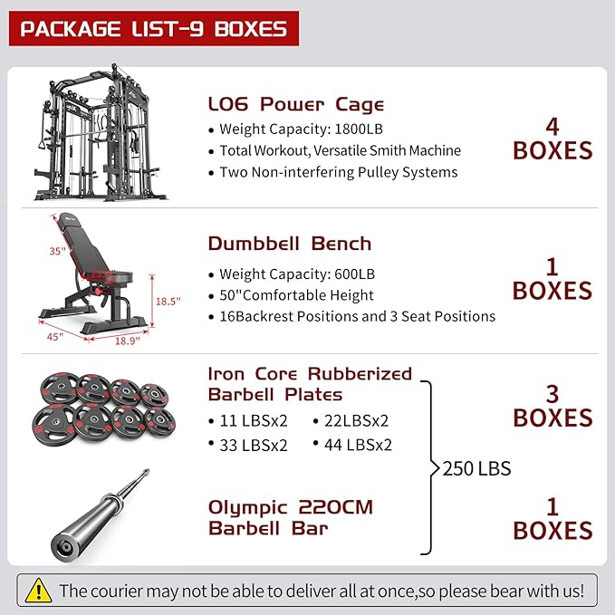 Multi-Purpose Squat Rack,Smith Machine Weight Rack Set with Cable Crossover System, Home Gym Power Racks, Power Racks and Packages