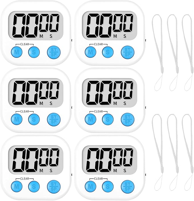 ZILLEEN Classroom Timer for Kids Teachers 6 Pack Digital Timers, White