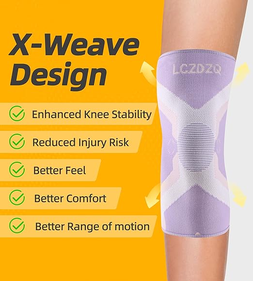 Knee Braces 2-Pack - Compression Sleeves for Men & Women, Knee Pain Relief for Arthritis, Meniscus Tear, Running, Gym, Basketball - Purple XL(Check Sizing)