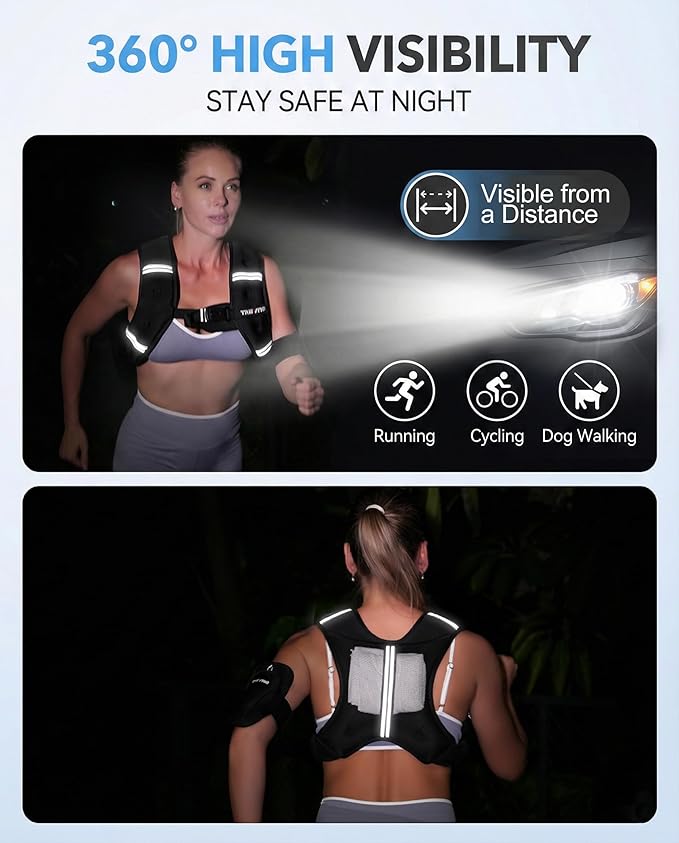 Weighted Vest, 6lb/8lb/12lb/16lb/20lb/25lb Weighted Vest Woman with Detachable Phone Pouch, Suitable for Women, Men, Ideal for Workout, Strength Training, Fitness, Running, Weight Loss, Walking