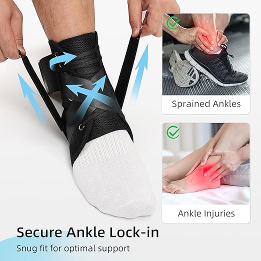 2 Pack Quick Lace Up Ankle Brace for Women & Men,Slim Fit Ankle Support Brace with Side Stabilizing Pads,Adjustable & Breathable Ankle Support for Basketball Volleyball Sports, M