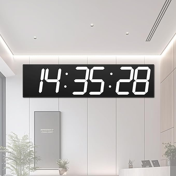 CHKOSDA Large Digital Wall Clock 28" with GPS Auto-Sync, Remote Control & Timer, Wall-Mounted for Classroom, Office, Gym, Conference Room