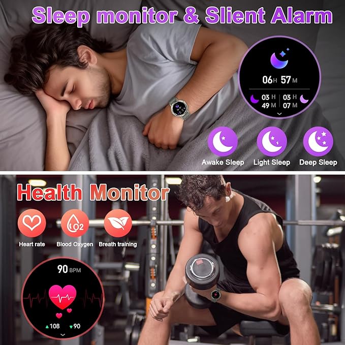 zhizhi Smart Watch for Men Fitness Tracker: Smart Watches for Android Phones iPhone Bluetooth Waterproof Make Answer Call Digital Mens Watches Heart Rate Monitor Running Smartwatch Samsung Compatible