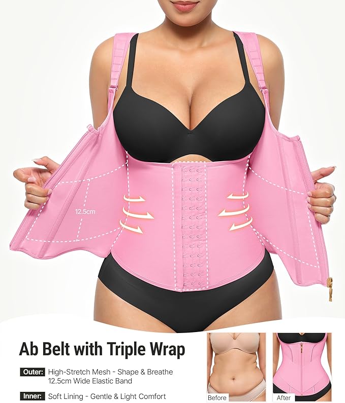 FeelinGirl Waist Trainer Vest for Women Tummy Control Corset Body Shaper Back Support Adjustable Straps Workout Faja