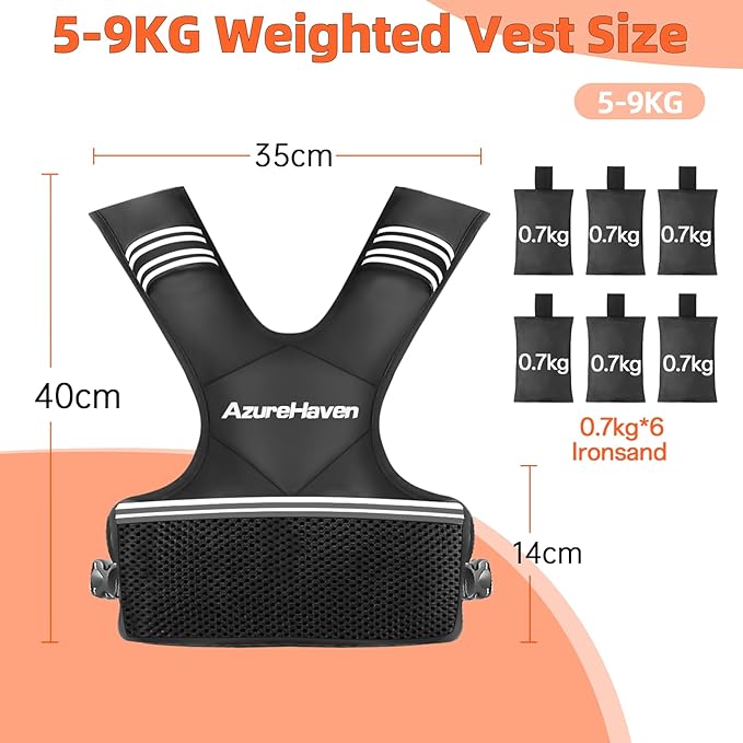 Adjustable Weighted Vest for Women and Men,4-10lb/11-20lb/20-32lb Rucking Vest with 6 Ironsand Weights for Running, Walking, Workout and Strength Training