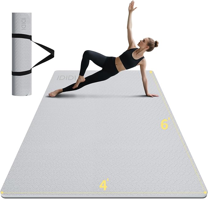 Large Yoga Mat (6'x 4') - Extra Long and Wide Workout Mat for Men and Women, Non-Slip POE 0.32''/0.4'' Thick Fitness Mat, Eco-Friendly Exercise Mat for Home Workouts, Ideal for Yoga and Pilates