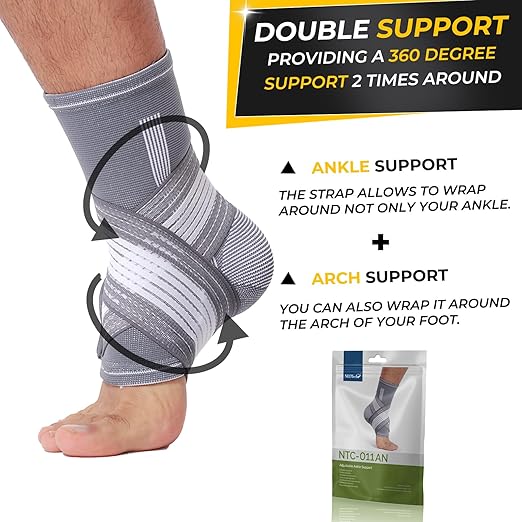 NeoTech Care Adjustable Ankle Support Brace (Gray, Size XL, 1 Unit)