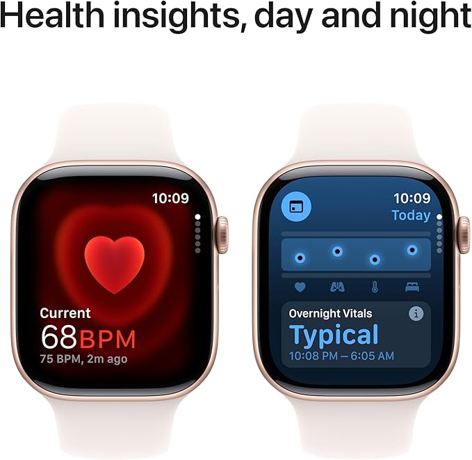 Apple Watch Series 10 [GPS 46mm case] Smartwatch with Rose Gold Aluminum Case with Light Blush Sport Band - M/L. Fitness Tracker, ECG App, Always-On Retina Display, Water Resistant