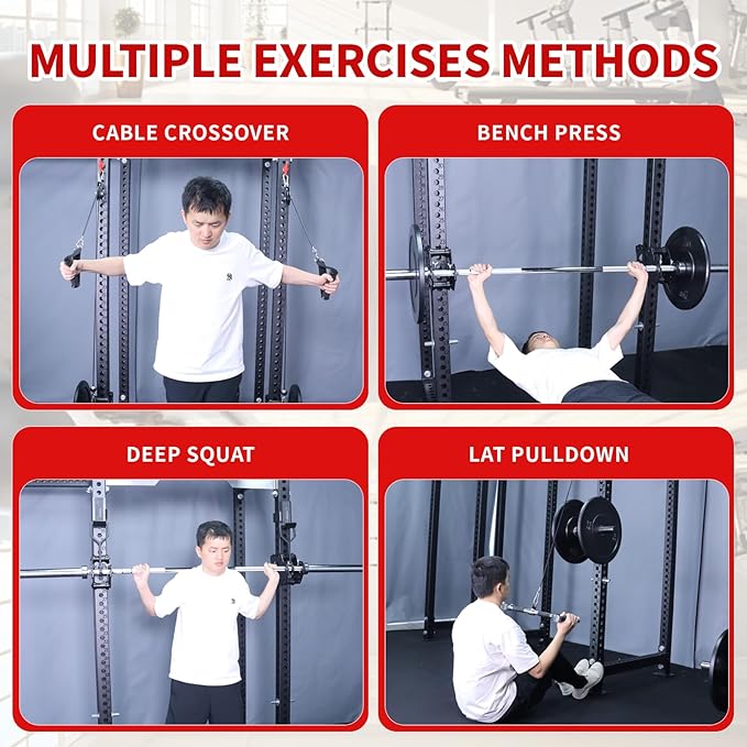 MARLANG Upgrade Smith Machine Attachments for Power Rack Attachment, Cable Machine Attachment for Squat Rack Attachments, Power Rack Pulley Attachments for Cable Crossover LAT Pull Down Squat Set C