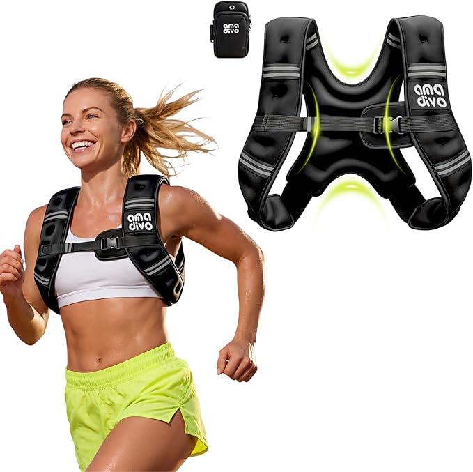 Weighted Vest for Men Women (20lb 16lb 12lb 8lb), Reflective Weighted Vest for Walking, Running, Workout & Fitness, Strength Training, Adjustable Buckles with Detachable Bag