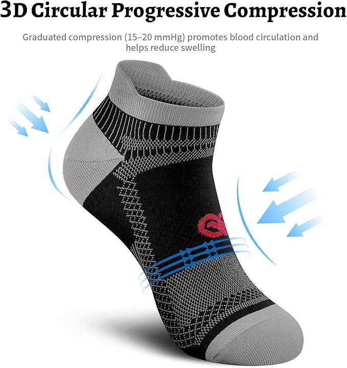 PAPLUS Compression Socks for Men & Women, 2/4/6 Pairs Ankle Running Socks with Arch Support, Ankle Support, Plantar Fasciitis