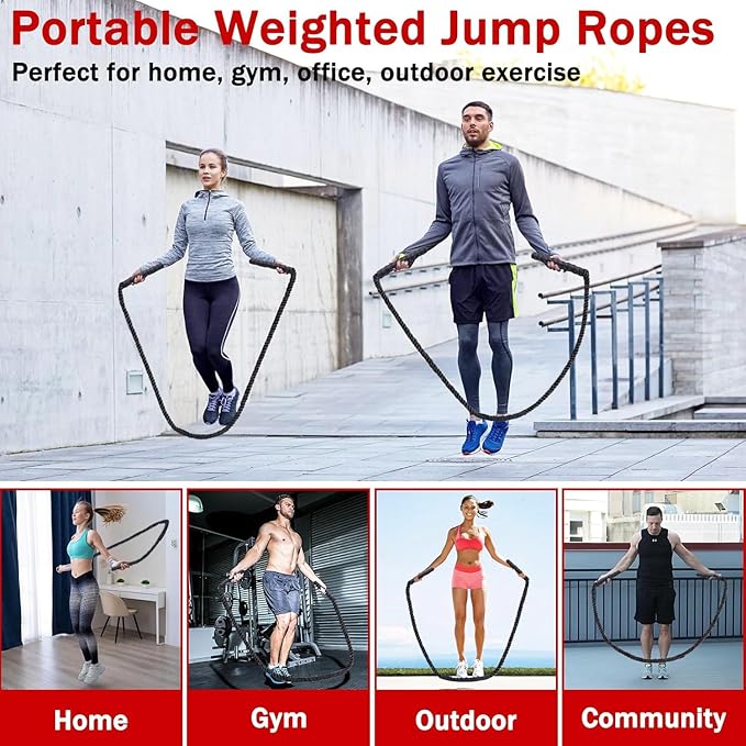 Jump Rope, Weighted Jump Rope for Men Women, 1.5lb 2.8lb Heavy Jumping Ropes for Fitness, Adult Skipping Rope for Home Gym Exercise, Improve Strength and Building Muscle Workout Equipment