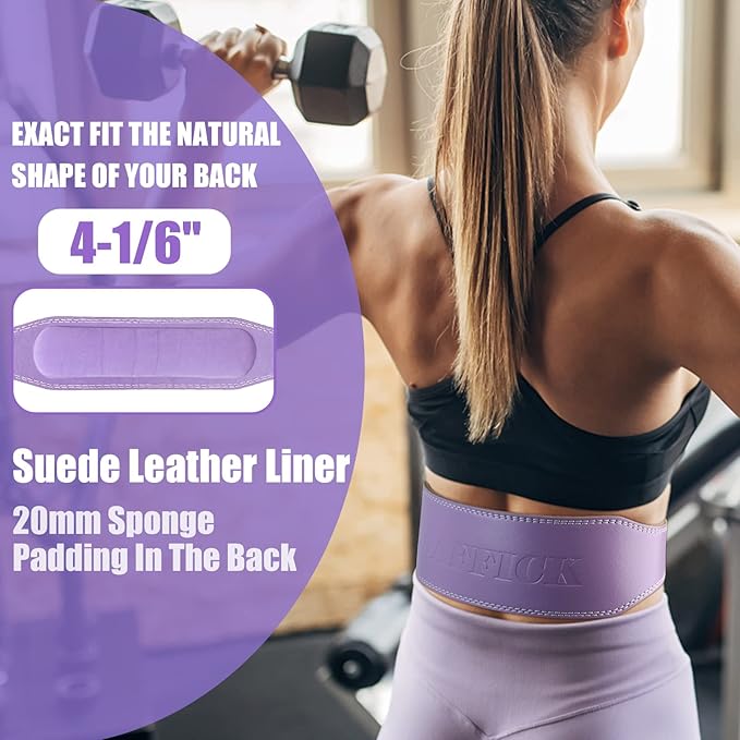 Jaffick Weight Lifting Belt For Ladies Leather Gym Belts Lower Waist Back Support For Women Men Fitness Squat Deadlift Heavy Duty Cross Training Gym Powerlifting Workout