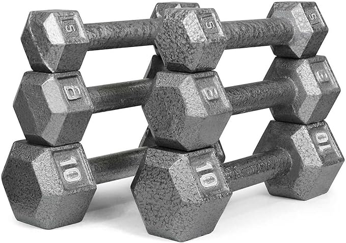 HolaHatha Hexagonal Dumbbell Weights Set, Home Gym Equipment Set, Portable Weighted Exercise Dumbbells for Fitness, Training, and Lifting Workouts