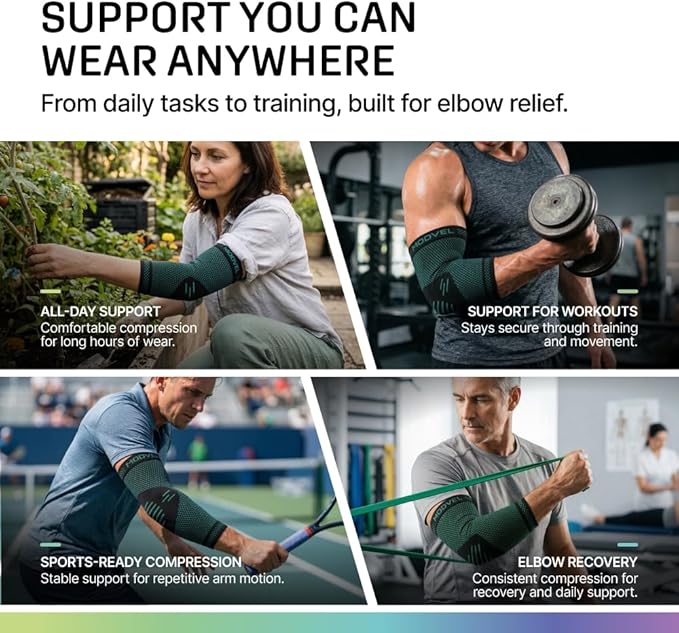 Modvel 2 Pack Elbow Brace for Tendonitis and Tennis Elbow Brace for Women and Men, Elbow Compression Sleeve for Pain Relief and Recovery – Elbow Sleeves Weightlifting Men, Sports & Workout, Arm Brace