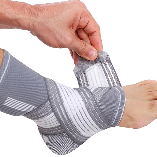 NeoTech Care Adjustable Ankle Support Brace (Gray, Size M, 1 Unit)