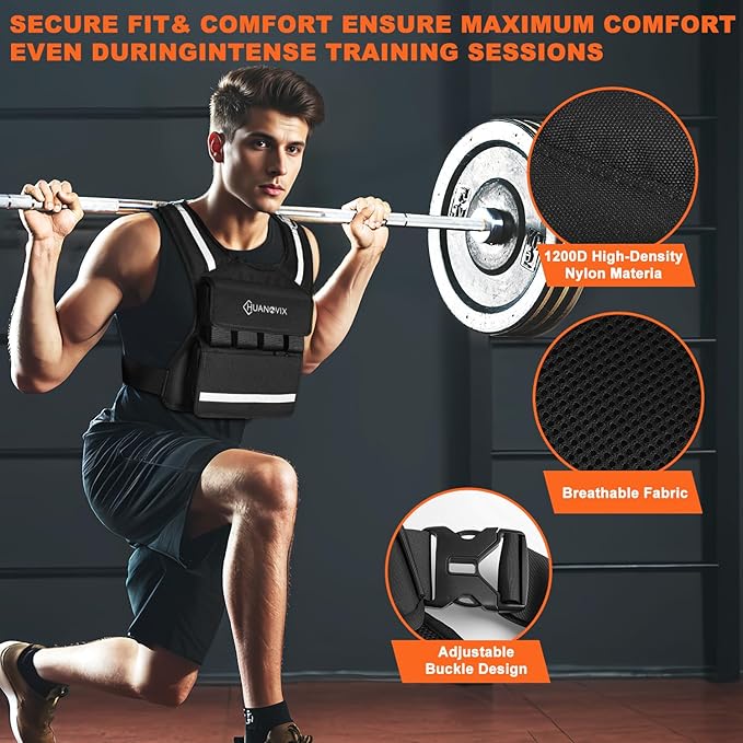 Weighted Vest, 0-40 LBS Adjustable Weight Vest With Reflective Stripe, No Weights Included, Ultra Thick Shoulder Padding Design Rucking Vest for Walking, Running, Strength Training, Etc