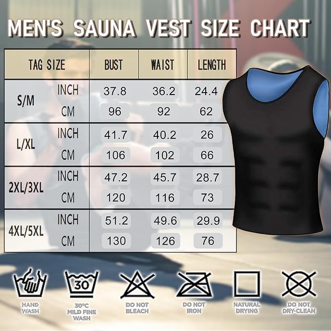 Sauna Vest for Men Waist Trainer, Sleeveless Mens Sweat Sauna Suit Shirt Compression Tank Top