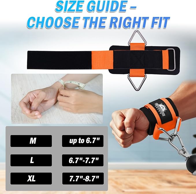 Wrist Cuffs for Cable Machines – Padded & Adjustable Straps for Lateral Raises, Tricep Pushdowns & Strength Training