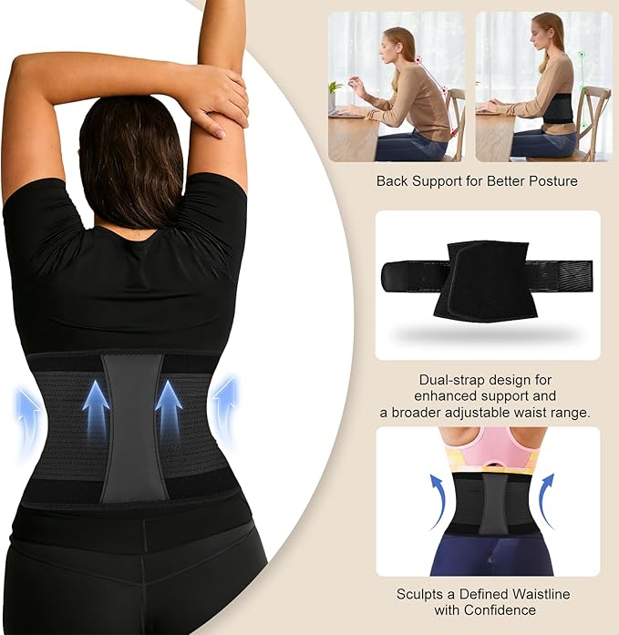 LKV Waist Trainer for Women, Waist Sweat Band, Slimming Waist Trimmer, Stomach Wrap, Body Shaper for Women