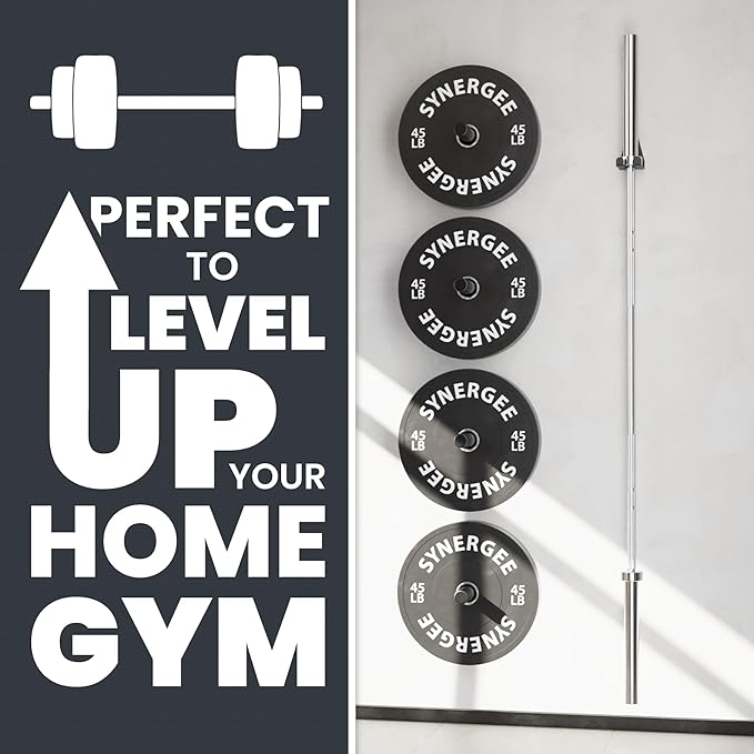 Synergee Wall Mounted Barbell Holder & Gym Accessory Rack – Heavy Duty Steel Storage for Barbells, Collars, Bands, and Fitness Gear – Space Saving Home Gym Equipment Organizer