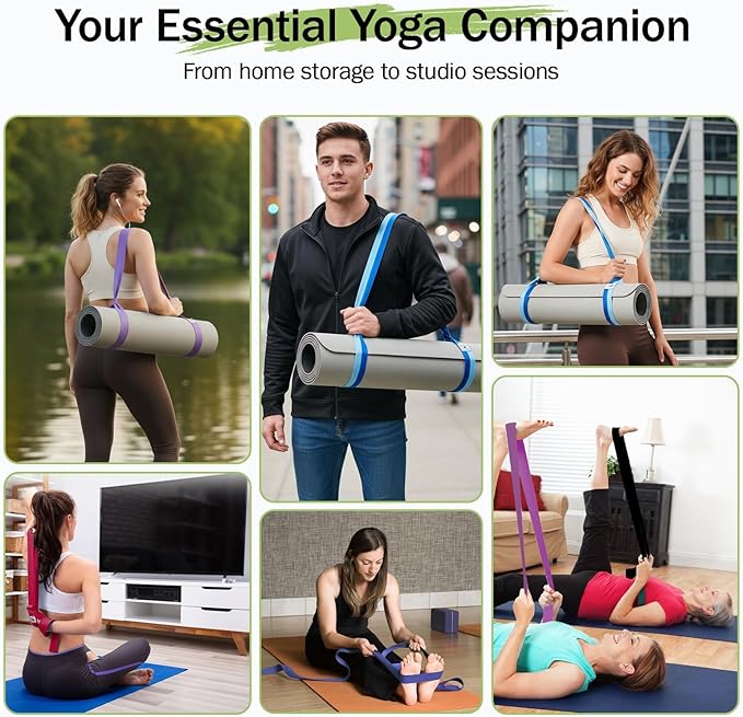 Slim Panda 2-Pack Yoga Mat Straps, Adjustable Yoga Mat Straps, Yoga Mat Storage Straps (Yoga mat not included)