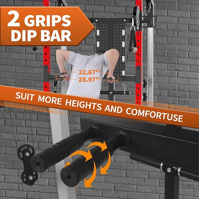 GarveeLife Power Cage, 2000LB Power Rack with Dual Independent Pulley System, Squat Rack with Adjustable Cable Crossover, Multi-Function Home Gym Workout Machine for Home