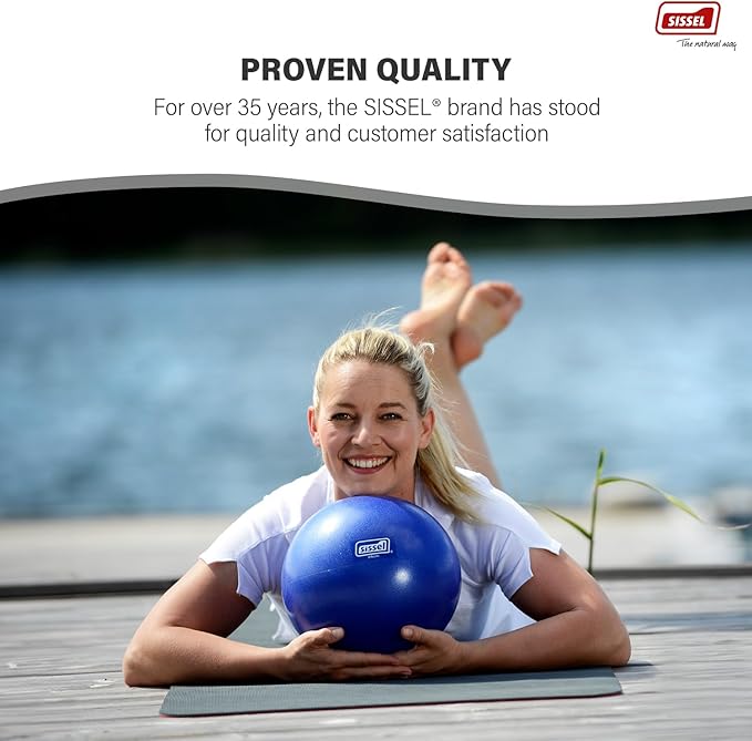 SISSEL Pilates Soft Ball Gray | 8.5 in | Phthalate- & Latex-Free PVC | for Deep Relaxation & Muscle Strengthening | 340 lbs Capacity | Includes Exercise Guide