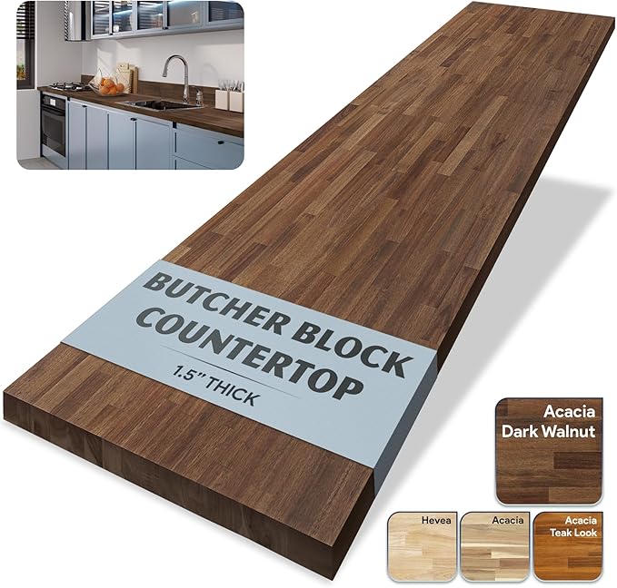 Howizz Walnut Butcher Block Countertop 36 x 25 x 1.5 Inches - Solid Wood Table Top for Desk Top, Dining Table, Workbench Top