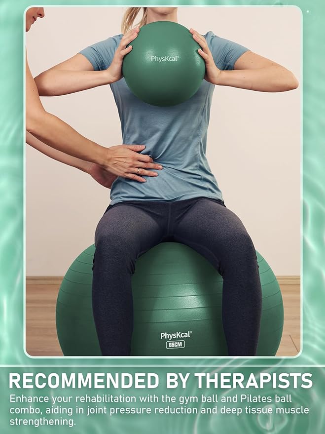 PhysKcal Yoga Ball for Exercise, Pilates Set, 4 Sizes Fitness Ball for Workout, Birthing, Pregnancy, Physical Therapy- Pump Included