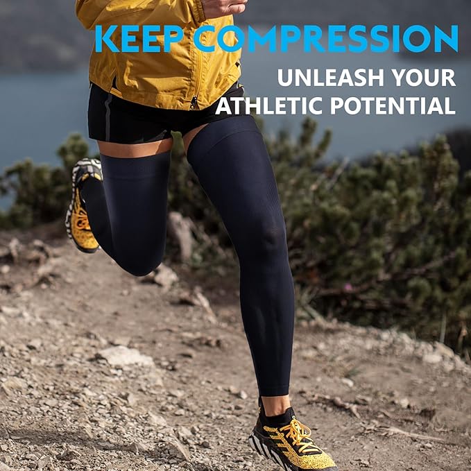 KEKING Full Leg Compression Sleeves, Unisex, Thigh High Compression Stocking 20-30mmHg Graduated Support for Thigh Calf Knee, Running, Basketball, Reduce Varicose Veins and Swelling, Navy Blue S