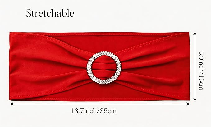 Pack of 50 Spandex Red Chair Sashes for Wedding Chair Bows Sashes Bands Buckles Fitting Birthday Party Anniversary Events Ceremony Bridal Baby Shower Decorations