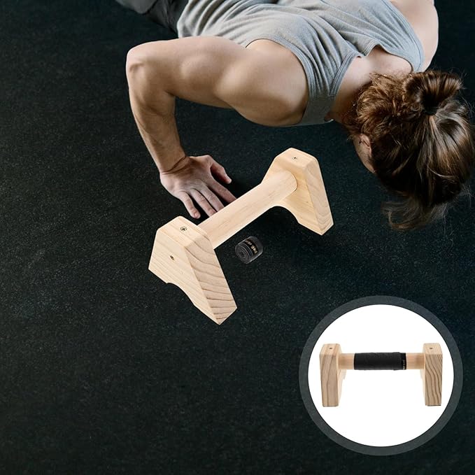 UPKOCH Wooden Push up Bars Parallettes Gymnastic Bars Handstand Stands Beech Wood Non-slip Pushup Handles for Men Women Home Calisthenic Training Equipment (2pcs, 30cm)