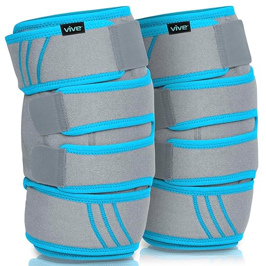 Vive Knee Ice Pack Wrap (2 Pack) - Cold/Hot Gel Compression Brace - Heat Support Strap for Arthritis Pain, Tendonitis, ACL, MCL Injury, Osteoarthritis, Women, Men, Meniscus Patella Surgery