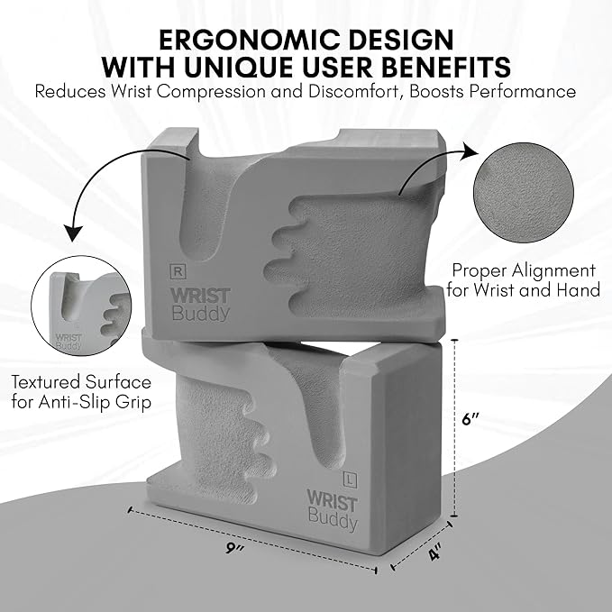 WRISTBuddy® Yoga Blocks 2-Pack (Left + Right) — Ergonomic, Hand-Shaped EVA Blocks for Wrist Relief & Better Grip | Doctor-Designed Support for Yoga, Pilates, Handstands, Push-Ups & Rehab