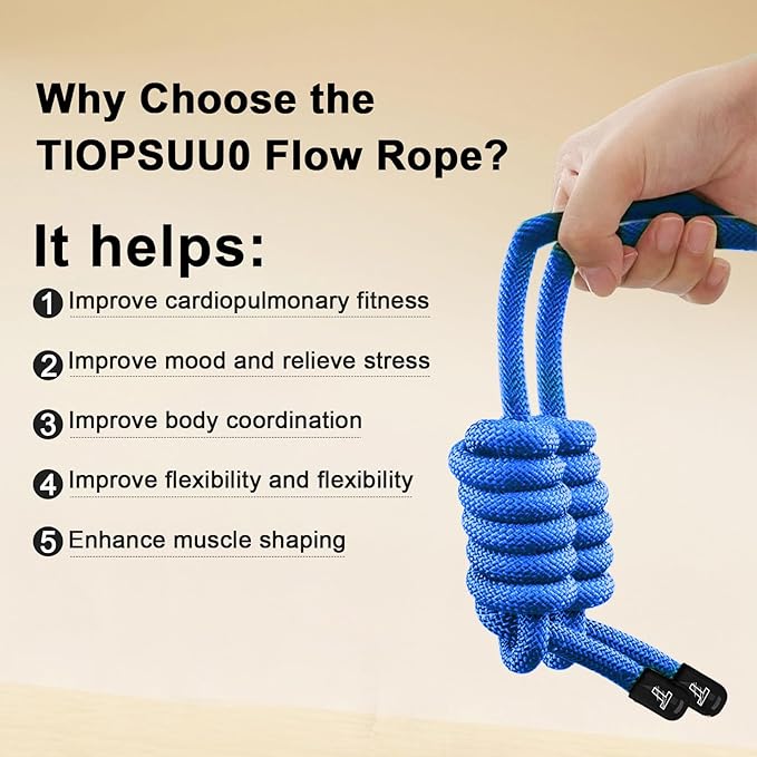 Flow Rope Exercise Jump Rope For Fitness, Working Out, Flow with 9 Ft Adjustable Double Woven Workout Rope For Men, Women, Beginners' Training – Indoor & Outdoor Cardio