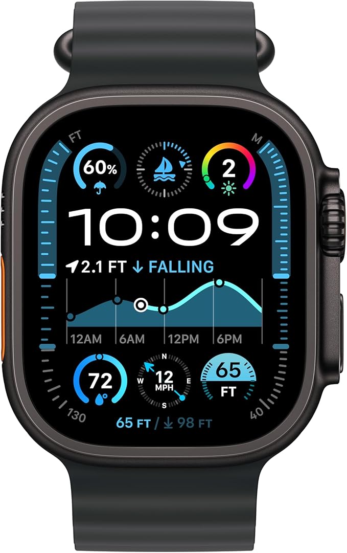 Apple Watch Band - Ocean Band (49mm) - Black with Black Titanium Finish - Regular