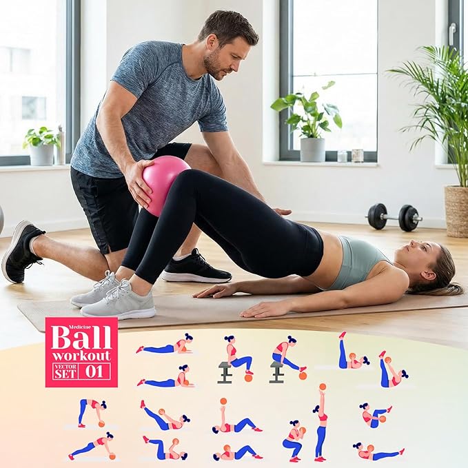 4 Pcs Small Exercise Pilates Ball Bulk 9 Inch Mini Yoga Balls Anti Burst and Slip for Stability, Fitness, Physical Therapy, Stretching & Core Workout at Home Gym Office Class