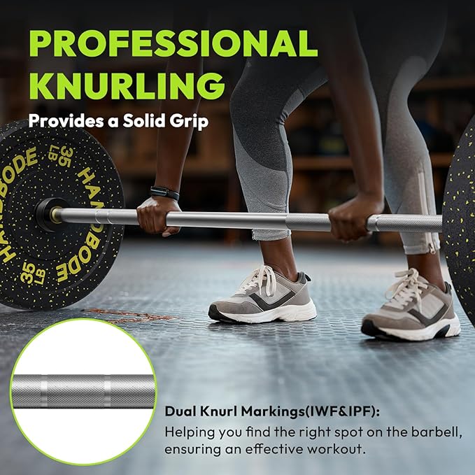 Olympic Barbell, 45lb 2-inch Weight Bar for Bench Press, 7ft Olympic Power Bar, 1000 lb/1500 lb High-Capacity, Hard Chrome, Knurled Grip, Strength Training Deadlift Weightlifting Squat