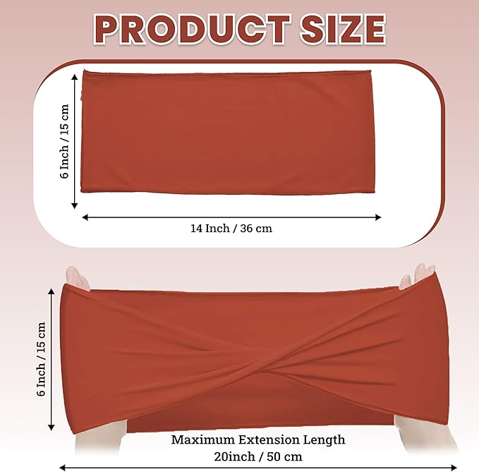 MDS Pack of 200 Spandex Chair Sashes Bows Elastic Stretch Dining Chair Bands Ties Without Slider Buckle Universal fits for Wedding Baby Shower Birthday Party Banquet Event Decoration - Terracotta