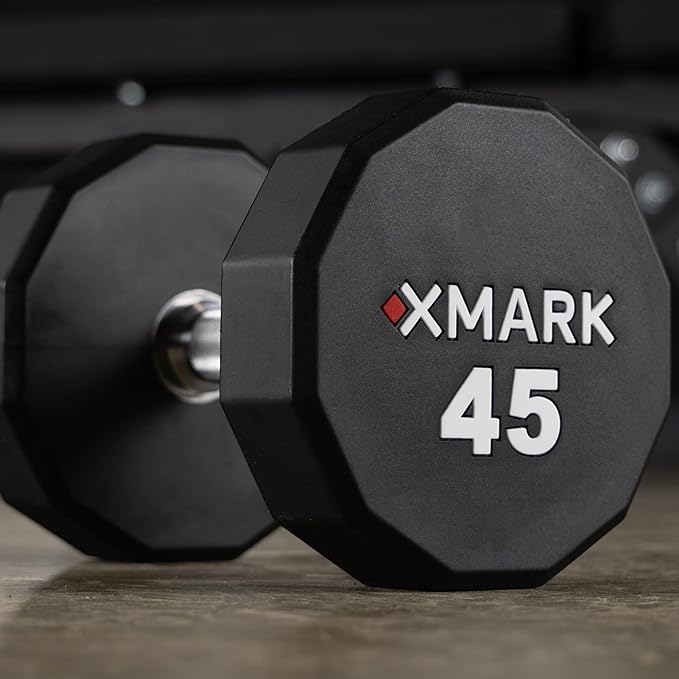 XMARK Dumbbell Weights Sets, 5-50lb and 5-75lb Dumbbell Sets, No Odor, Urethane Dumbbells, Commercial Gym and Home Gym Equipment