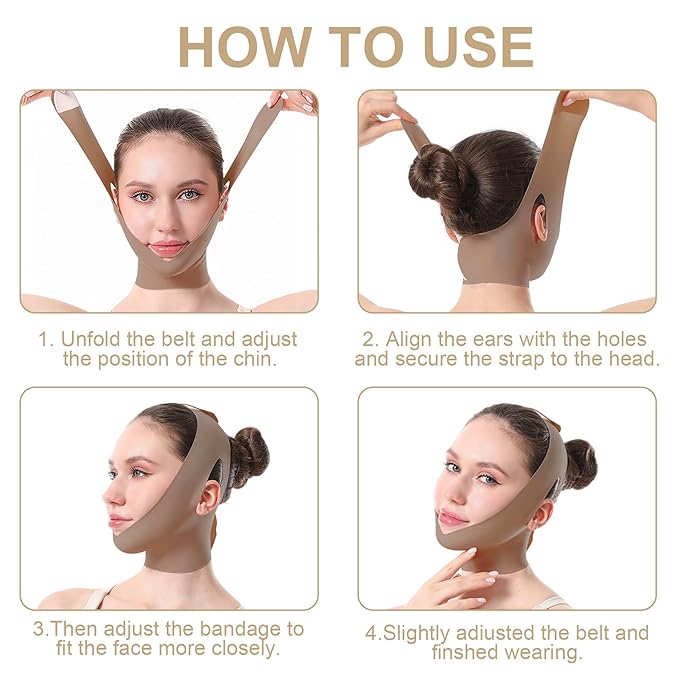 Face Strap, Face Lift Belt Face V Line Lifting Mask, Chin Up Half Face Covering Lift Brown ﻿