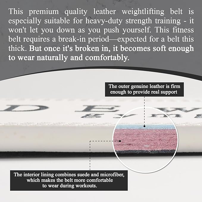 Weight Lifting Belt, 10mm Thick, 4-Inch Wide Heavy Duty Leather Lever Gym Belt, Ideal for Weightlifting, Squats, Deadlifts, Powerlifting, Cross Training and Weight Training
