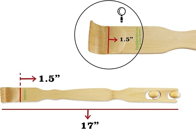 BambooMN 17 Inch Bamboo Wooden Back Scratcher Smooth Massage Roller Handle for Itching Stress Relief, 10 Units