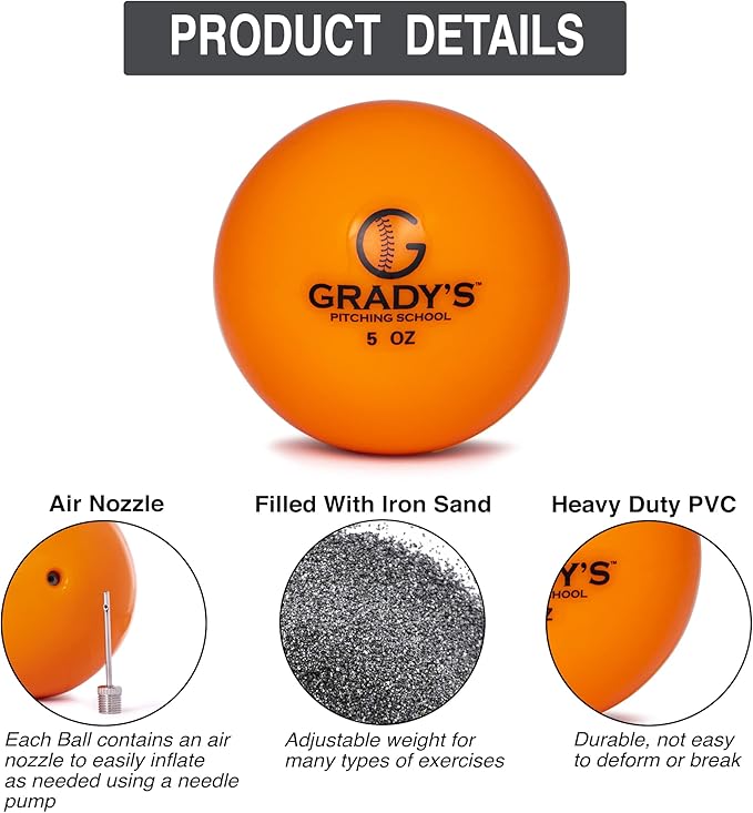 Grady's Pitching School Weighted Velocity Training Ball Set – Seam & Seamless Options for Pitching & Arm Strength + Set of 6 Balls + Carrying Case
