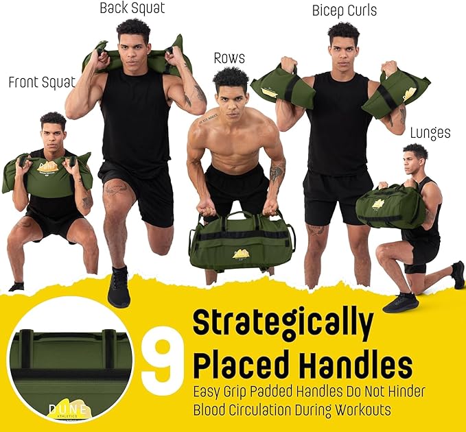 Sandbags for Working Out (Unfilled) - Enhance Your Fitness with Our Workout Sandbag, Versatile & Durable Sand Bags for Weight Training 15-75 lbs - Sandbags for Fitness Guide Included