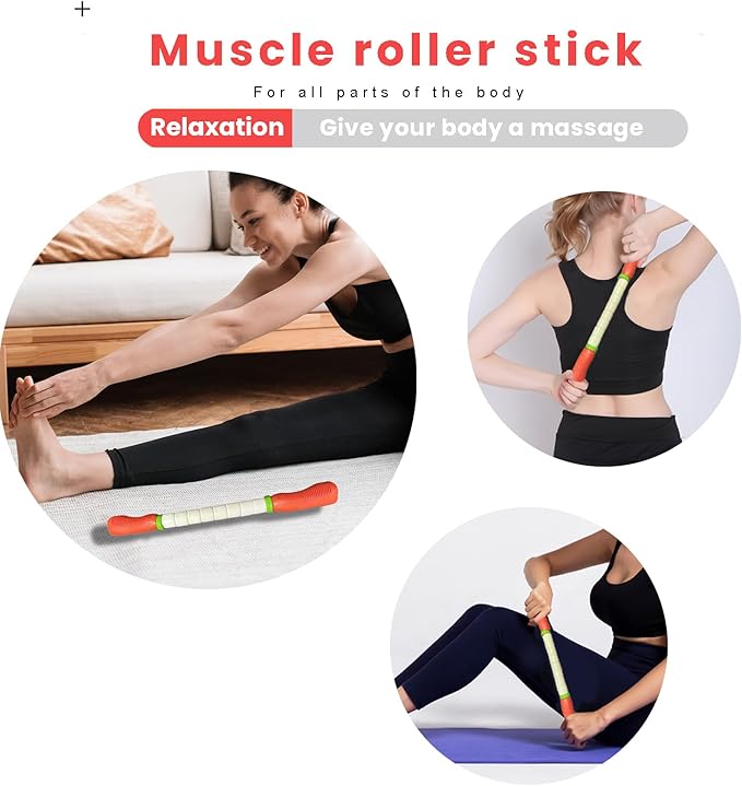 Muscle Roller Stick Ctwctr Massage Roller for Lymphatic Drainage, Cellulite Massager, Leg Massager for Circulation and Pain Relief, Deep Tissue & Trigger Point Massage