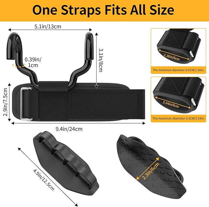 GPANDAG [Upgraded Wider] Weight Lifting Hooks and Lifting Grips for Men and Women(2 Pair), Lifting Straps Gym Grip for Weightlifting, Deadlifts, Pull-Ups, Strength Training, Wrist Wraps Hooks for Seniors