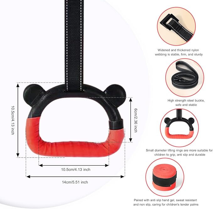 Kids Gymnastics Rings, Children's Home Gym Equipment, Children's Adjustable Strap Strength Training Rings, Pulling Rings for Physical Training